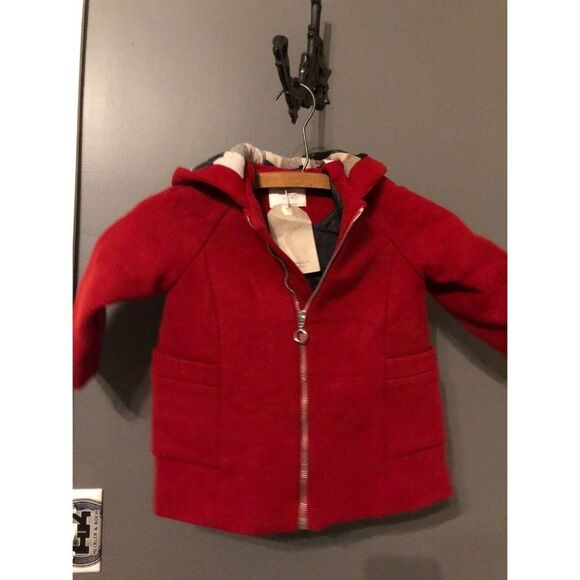 Zara baby girl size 2/3 2t 3t red hooded buffalo coat jacket - Picture 1 of 7